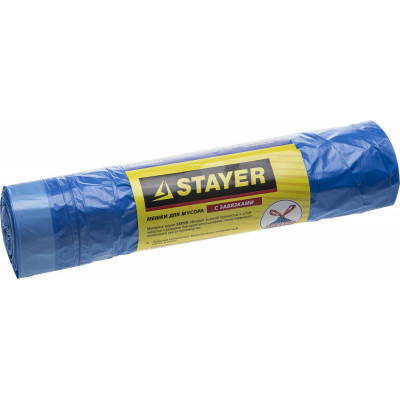 STR-39155-30 Мешки для мусора "Comfort" завязками, голубые, 30л, 20шт, 39155-30 STAYER