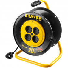 STR-55073-20_z01 Удлинитель на катушке MS 207, 20 м, 2200 Вт, 4 гнезда, ПВС 2х0,75 мм2, 55073-20_z01 STAYER