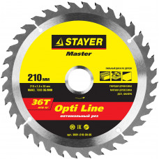 STR-3681-210-30-36 Диск пильный MASTER "OPTI-Line" по дереву, 210х30мм, 36Т 3681-210-30-36 STAYER