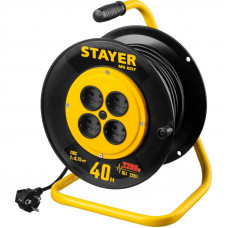 STR-55073-40 Удлинитель на катушке MS 207, 40 м, 2200 Вт, 4 гнезда, ПВС 2x0,75 мм2, 55073-40 STAYER