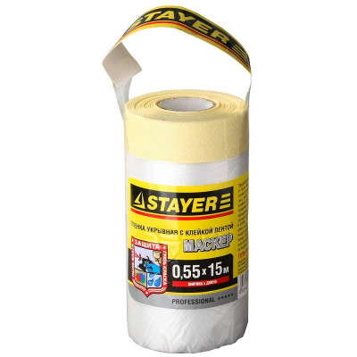 STR-12255-055-15 Пленка "PROFESSIONAL" защитная с клейкой лентой "МАСКЕР", HDPE, 9мкм, 0,55х15м 12255-055-15 STAYER
