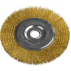 STR-35122-175 Щетка "PROFESSIONAL" дисковая для УШМ, витая стальная латунированная проволока 0,3мм, 175мм/22мм, 35122-175 STAYER