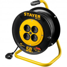 STR-55073-50 Удлинитель на катушке MS 207, 50 м, 2200 Вт, 4 гнезда, ПВС 2x0,75 мм2, 55073-50 STAYER