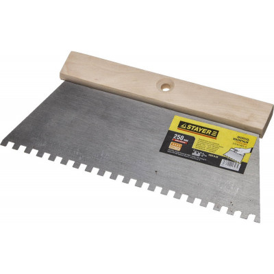 STR-1025-6-25 Шпатель малярный, зуб 6х6мм, 250мм 1025-6-25 STAYER STR-1025-6-25 Шпатель малярный, зуб 6х6мм, 250мм 1025-6-25 STAYER
