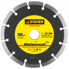 STR-3660-150_z01 Круг отрезной алмазный "PROFESSIONAL", сегментный, сухая резка, для УШМ, 22,2х150мм, 3660-150_z01 STAYER