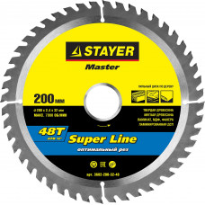 STR-3682-200-32-48 Диск пильный MASTER "SUPER-Line" по дереву, 200х32мм, 48Т 3682-200-32-48 STAYER