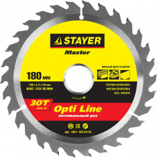 STR-3681-180-30-30 Диск пильный MASTER "OPTI-Line" по дереву, 180х30мм, 30Т 3681-180-30-30 STAYER