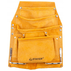 STR-38505 Сумка поясная "MASTER" для инструментов, кожаная, 8 карманов, 2 скобы 38505 STAYER