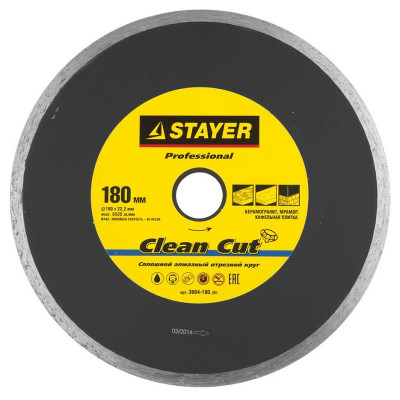 STR-3664-180_z01 Круг "PROFESSIONAL" сплошной отрезной алмазный 3664-180_z01 STAYER