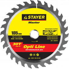 STR-3681-185-20-30 Диск пильный MASTER "OPTI-Line" по дереву, 185х20мм, 30Т 3681-185-20-30 STAYER
