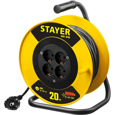 STR-55078-20 Удлинитель на катушке 20 м, 3500 Вт 55078-20 STAYER